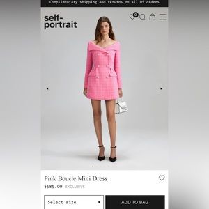 Self Portraits Pink Boucle Mini Dress